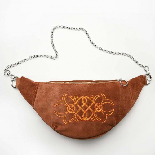 Light Brown Suede Belt Pouch Leather Adjustable Waist Bag